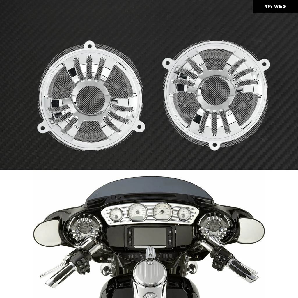 並行輸入品2PCS フロント スピーカー グリル カバー オートバイ アルミ製 6インチ スピーカー キャップ グリル 付き ハー_5
