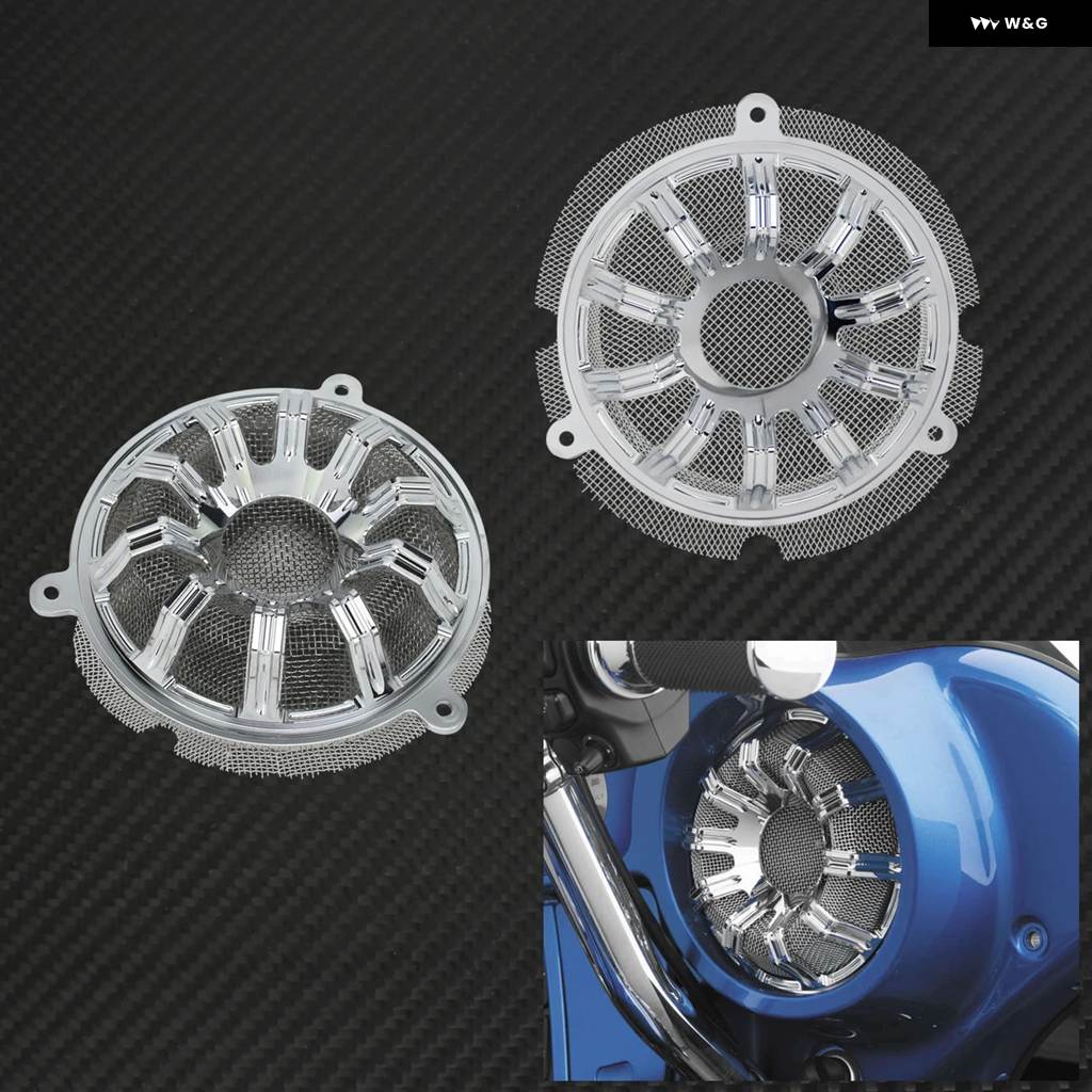 並行輸入品2PCS フロント スピーカー グリル カバー オートバイ アルミ製 6インチ スピーカー キャップ グリル 付き ハー_3