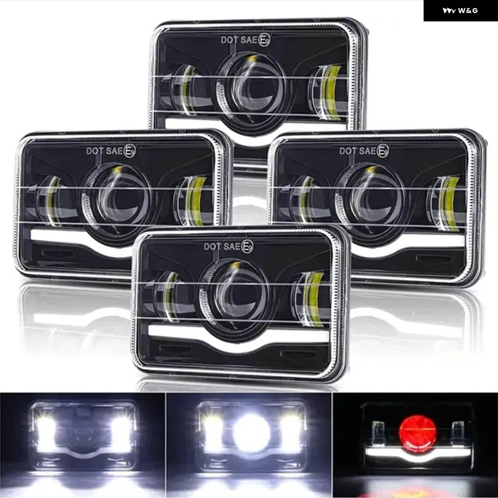 並行輸入品4X6インチ LED ヘッドライト ホワイト HALO DRL H4656 H4651 H4652 ヘッドランプ ホンダの画像