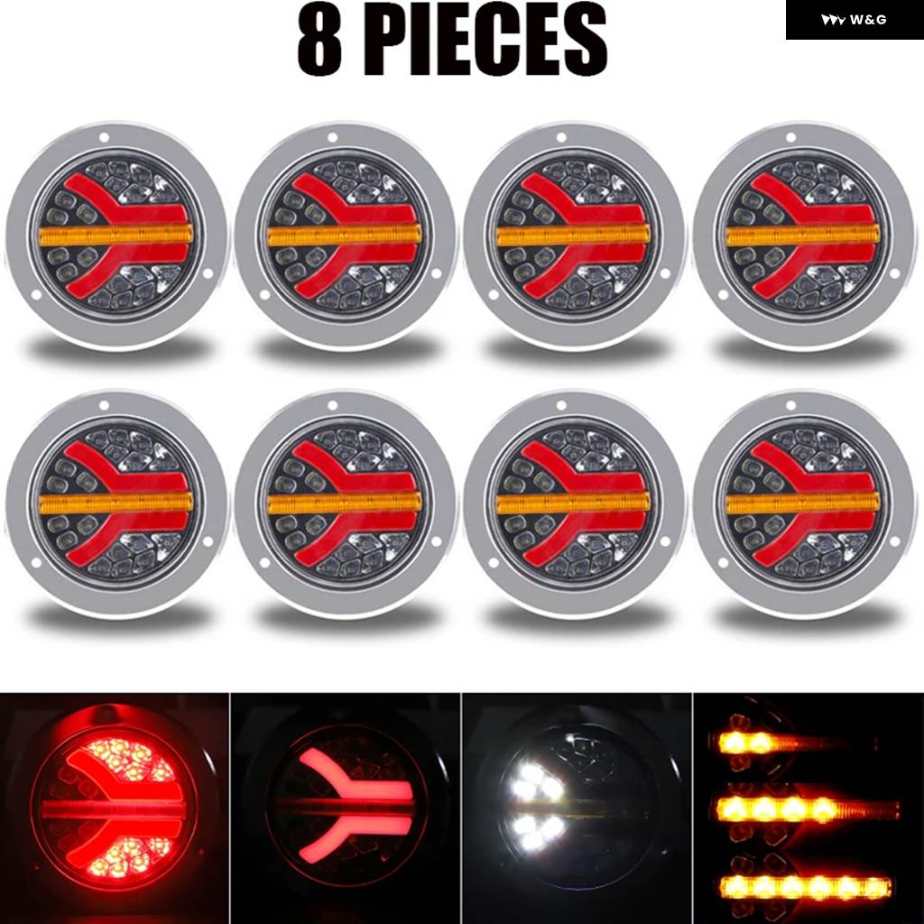 並行輸入品4インチ ラウンド LED テールライト アンバー レッド テールライト 12V 24V 車ストップブレーキ DRL ラの画像