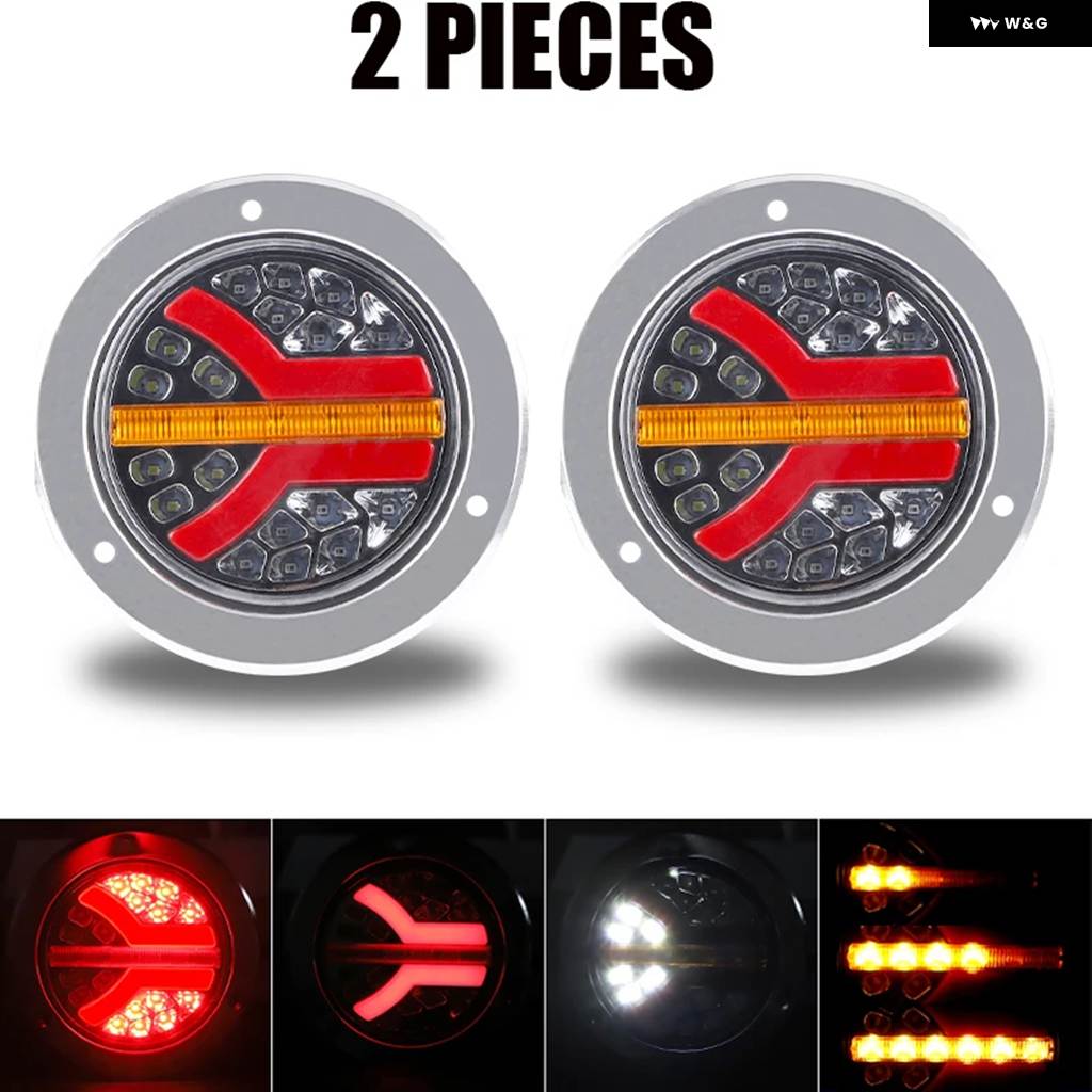 並行輸入品4インチ ラウンド LED テールライト アンバー レッド テールライト 12V 24V 車ストップブレーキ DRL ラの画像