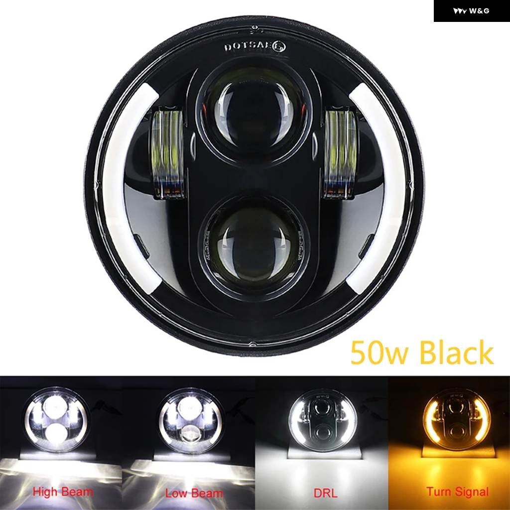 並行輸入品5-3/4インチラウンド バイク LED ヘッドライト 5.75インチLED ヘッドライト DRLモーター スポーツスタ_1