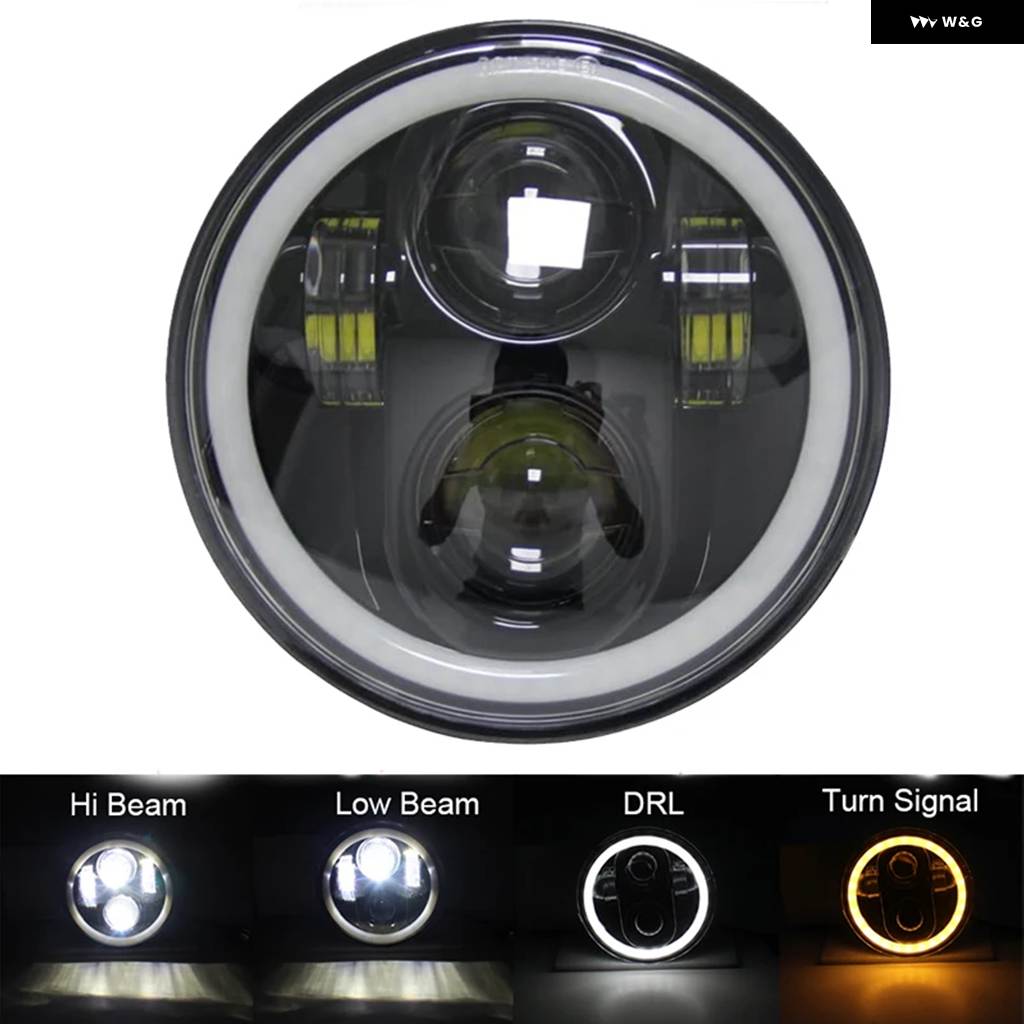 並行輸入品5-3/4インチラウンド バイク LED ヘッドライト 5.75インチLED ヘッドライト DRLモーター スポーツスタ_2