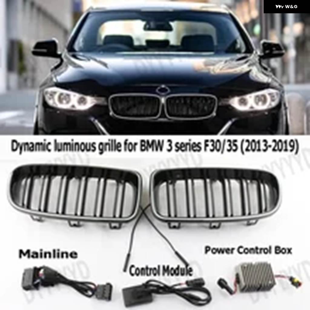 並行輸入品 BMW 3シリーズ F30 F35 2012-2019用 フロント グリル RGB/ホワイトLEDライト スポーティレーシングダブルスラット_6