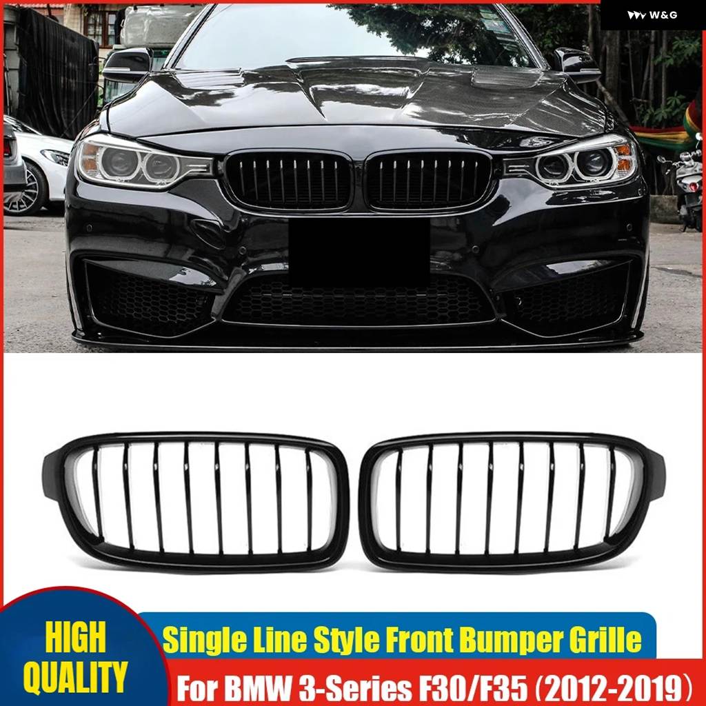 並行輸入品 BMW 3シリーズ F30 F35 2012-2019用 フロント グリル RGB/ホワイトLEDライト スポーティレーシングダブルスラット_1