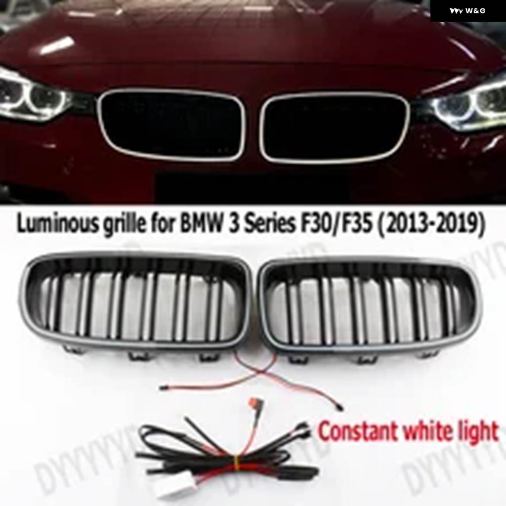 並行輸入品 BMW 3シリーズ F30 F35 2012-2019用 フロント グリル RGB/ホワイトLEDライト スポーティレーシングダブルスラット_3