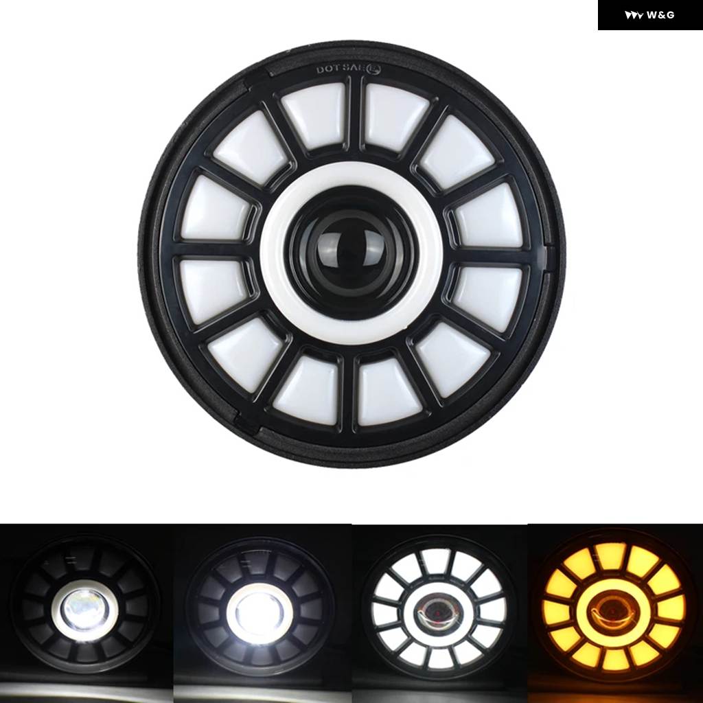 並行輸入品 7インチLED ヘッドライト オートバイ LED ヘッドライト DRLエンジェルアイ ハーレー ホンダ ヤマハ アーバンカー用H4の画像