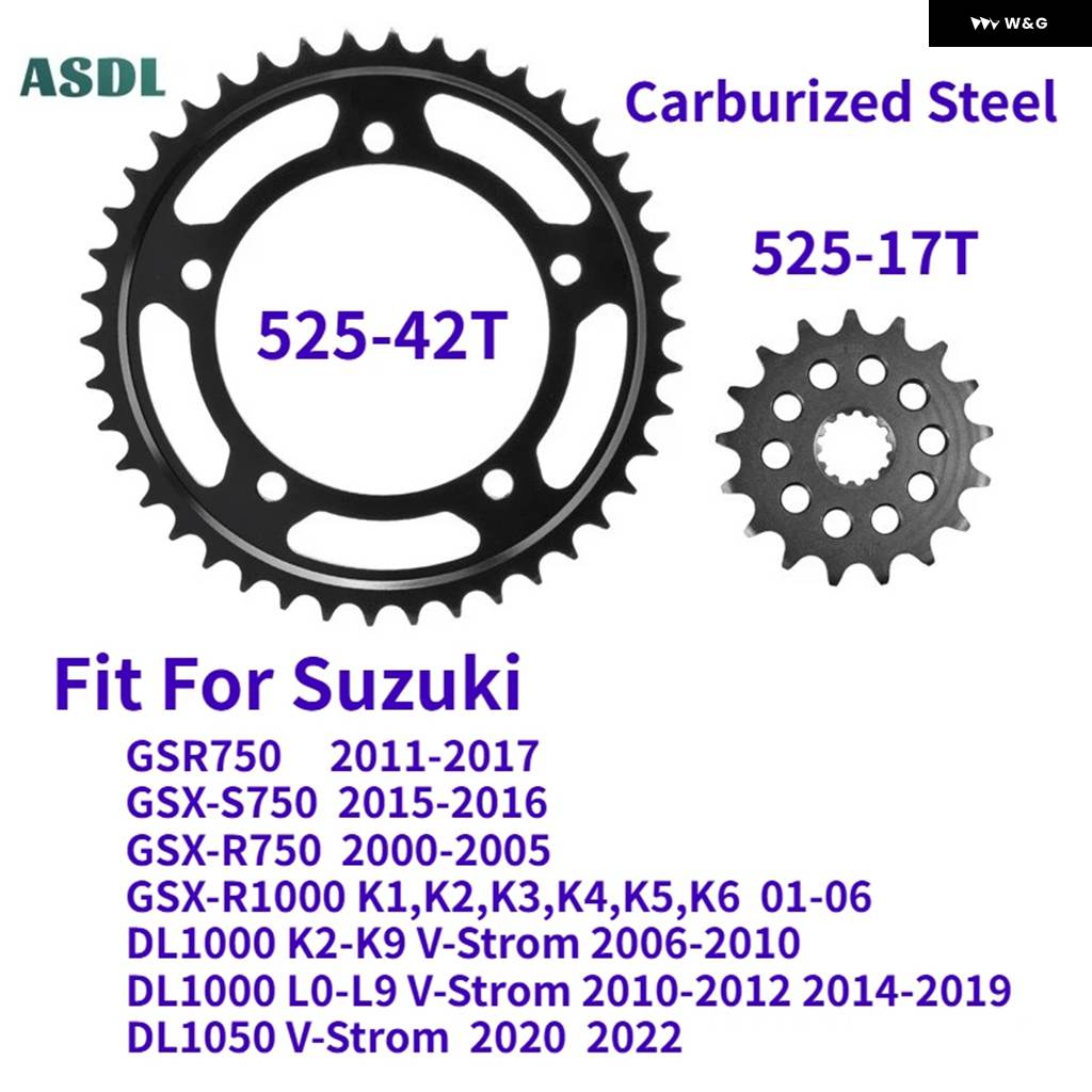 並行輸入品 525 17T 42T フロント リア スプロケット GSR750 GSX-R750 GSX-S750 DL1000 K2-K9 L0-L9 GSX-R1000 DL1050の画像