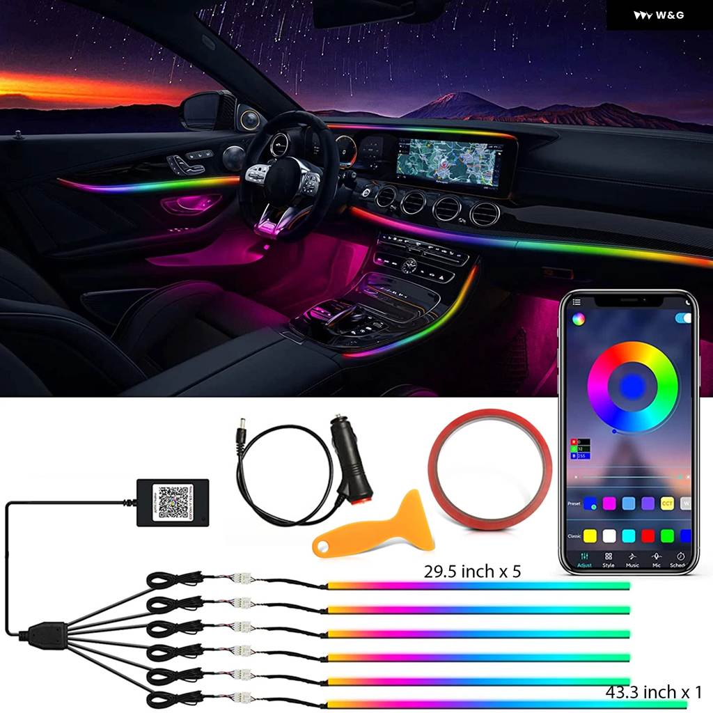 2/5/6IN 1 LED シンフォニーアンビエントライト車内用 USB 装飾