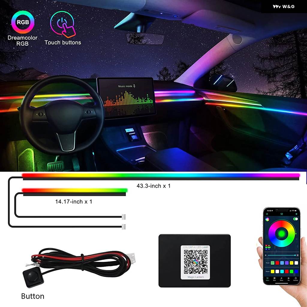 2/5/6IN 1 LED シンフォニーアンビエントライト車内用 USB 装飾