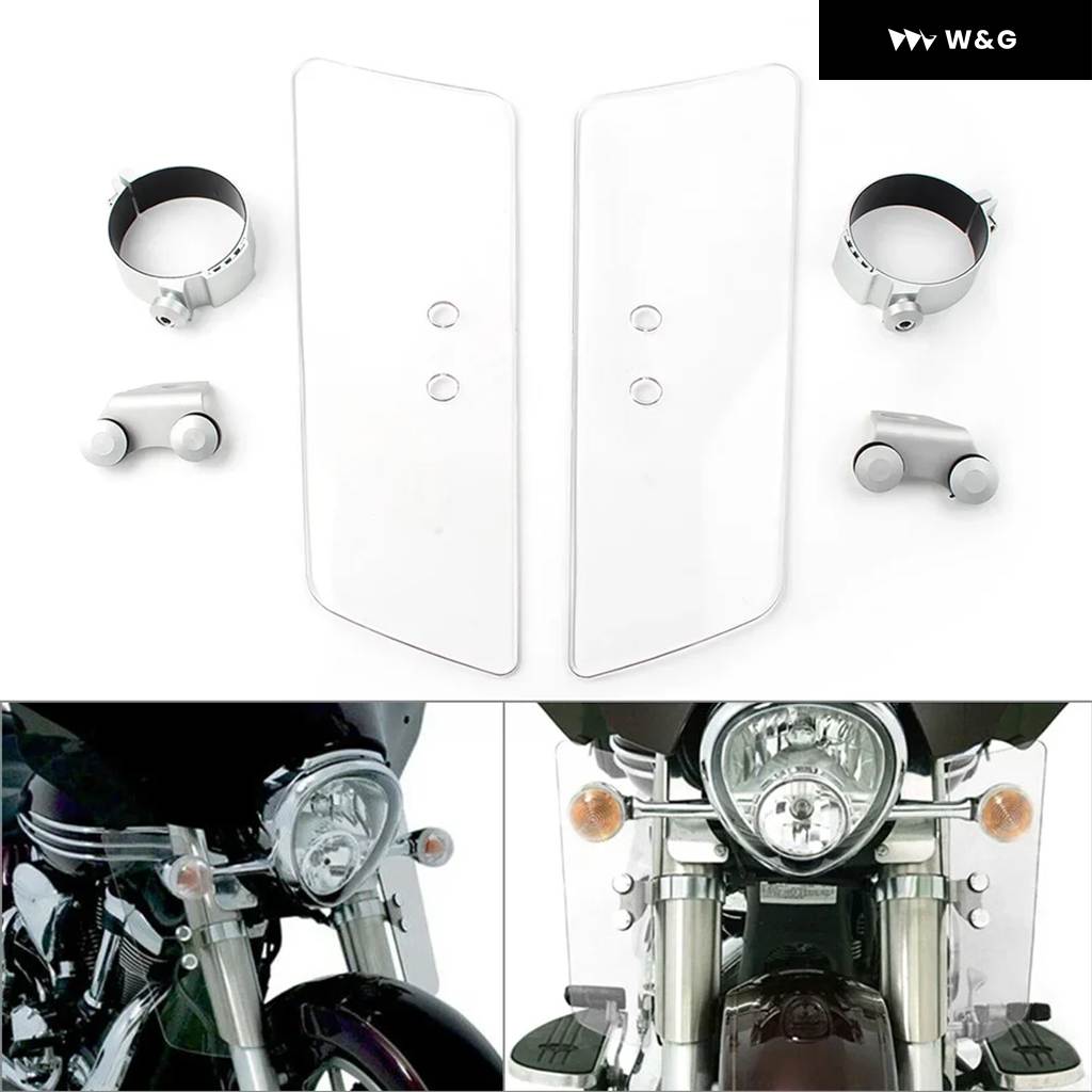 並行輸入品 オートバイ バイク フォーク デフレクター ウィンドスクリーン ホンダ ヤマハ シャドウA ABS プラスチック クリア/ブラックの画像