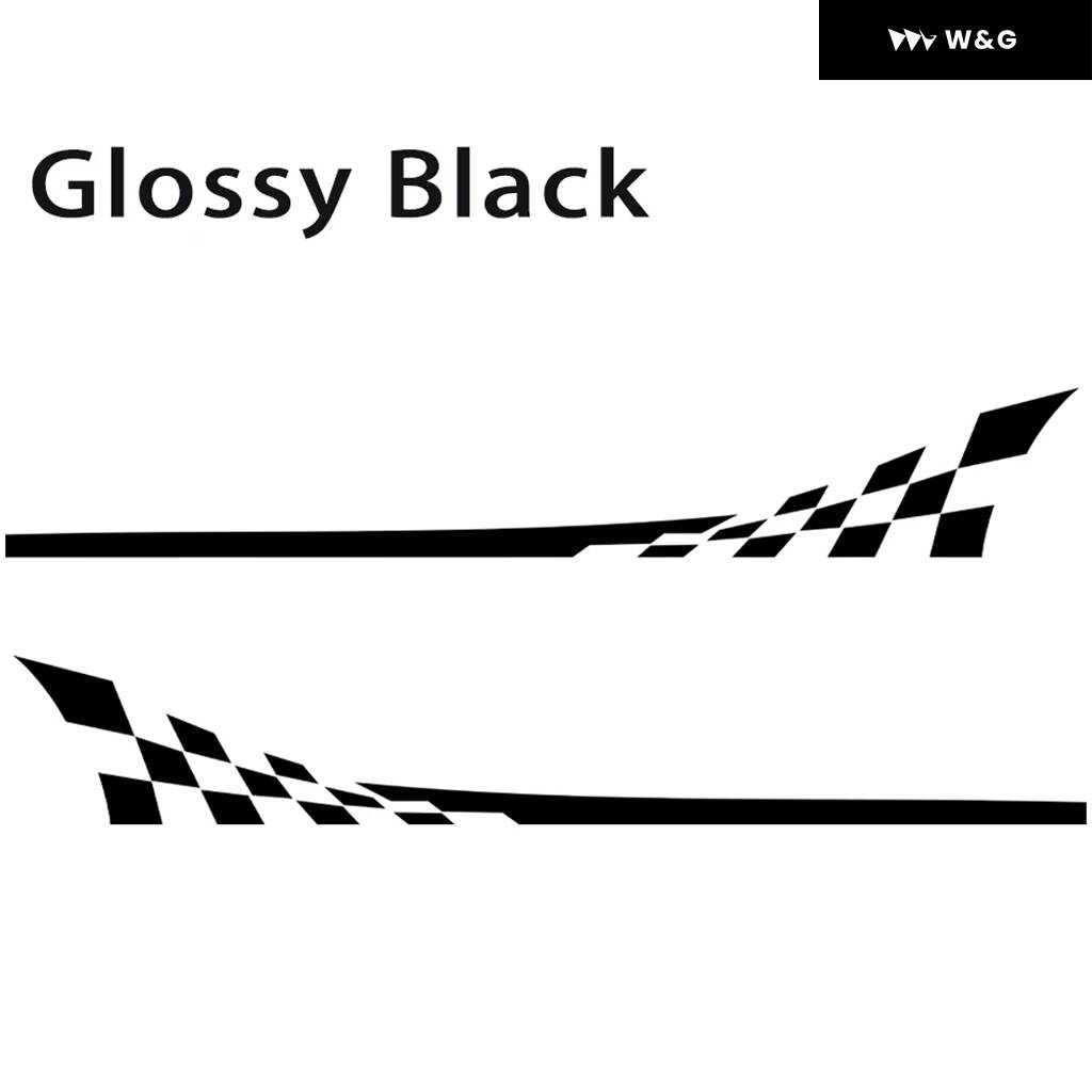 並行輸入品 カー スタイリング レーシング ラティス ドア サイド チェック柄 ストライプ DIY スカート ボディ フード デカ | ブランド登録なし | 02