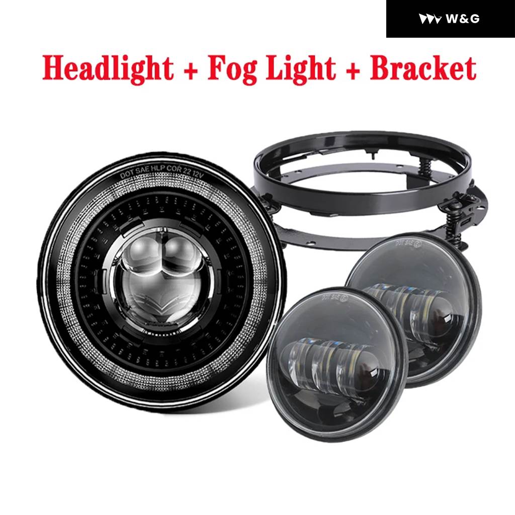 並行輸入品 7インチ LED ヘッドライト 4.5インチ フォグランプ ハローリング エンジェルアイ ウィンカー 補助 オートバイの画像