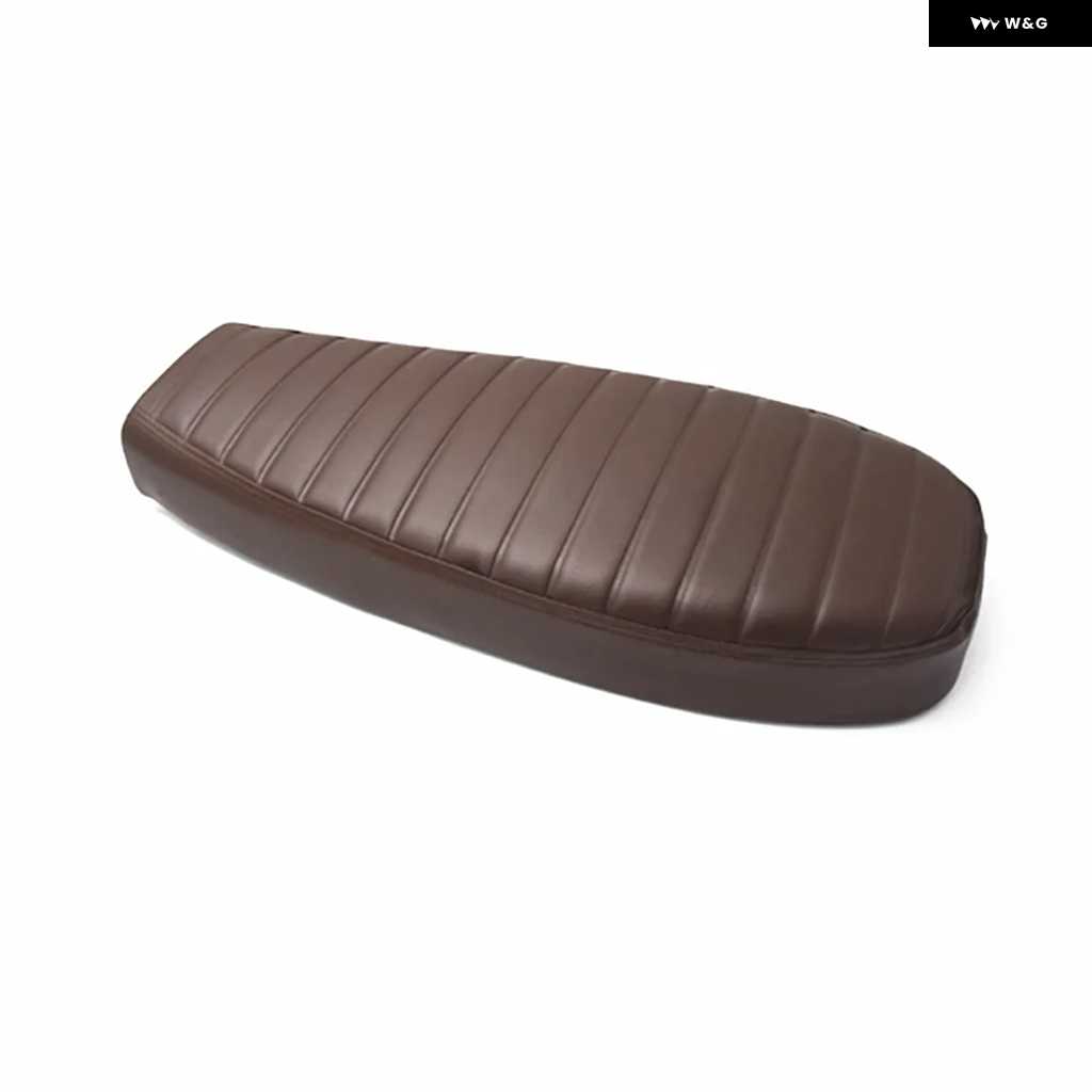 並行輸入品64CM ヴィンテージ オートバイ バイク カスタム レトロ イエロー キャタピラー ストライプ フラット ダブルシート クッション_2