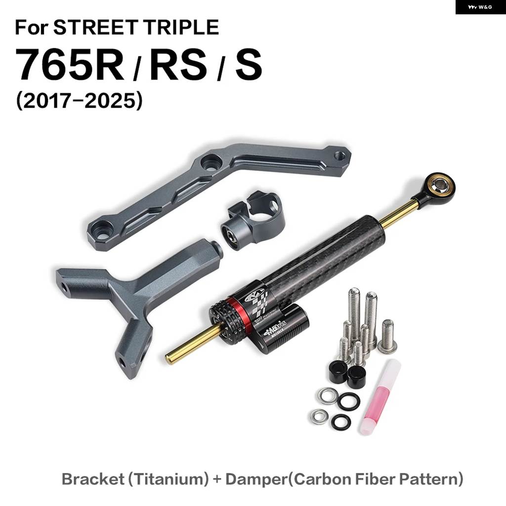 並行輸入品バイク ダンパー ステアリングスタビライザーキット ストリートトリプル 765 R RS S 765R 765RS 765S 2017- アクセサリー ダンパー ブラケッの画像