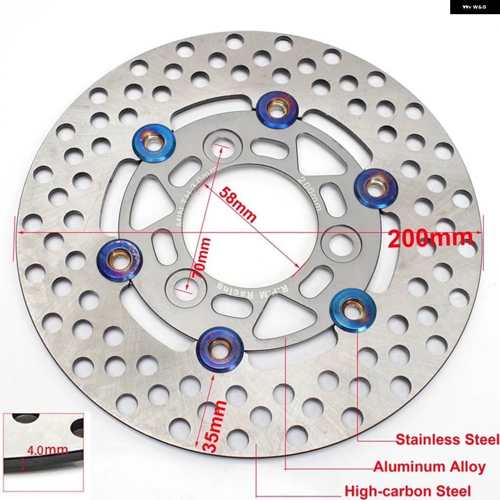 並行輸入品RPM 外径 200MM 220MM 2タイプ 1個 汎用 アルミ フローティングディスク オートバイ ブレーキ リアデの画像