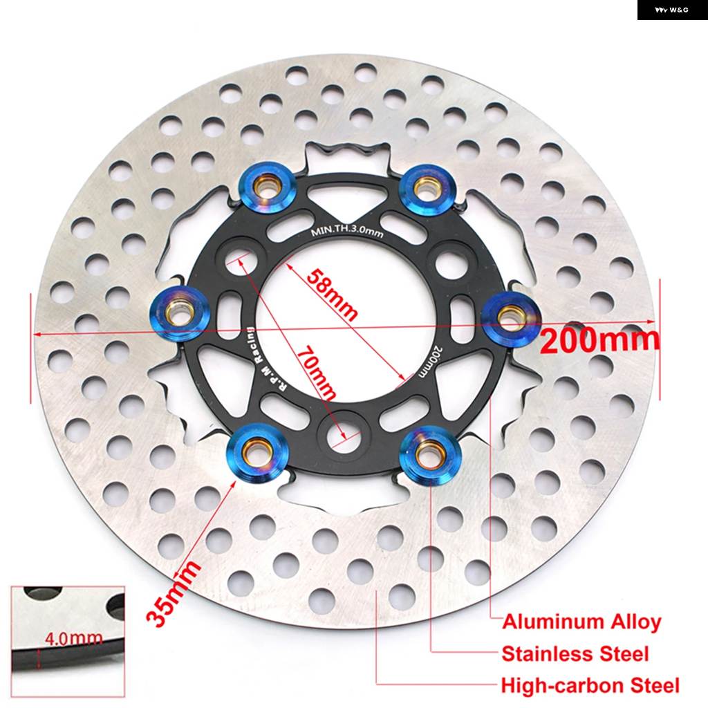 並行輸入品RPM 外径 200MM 220MM 2タイプ 1個 汎用 アルミ フローティングディスク オートバイ ブレーキ リアデの画像
