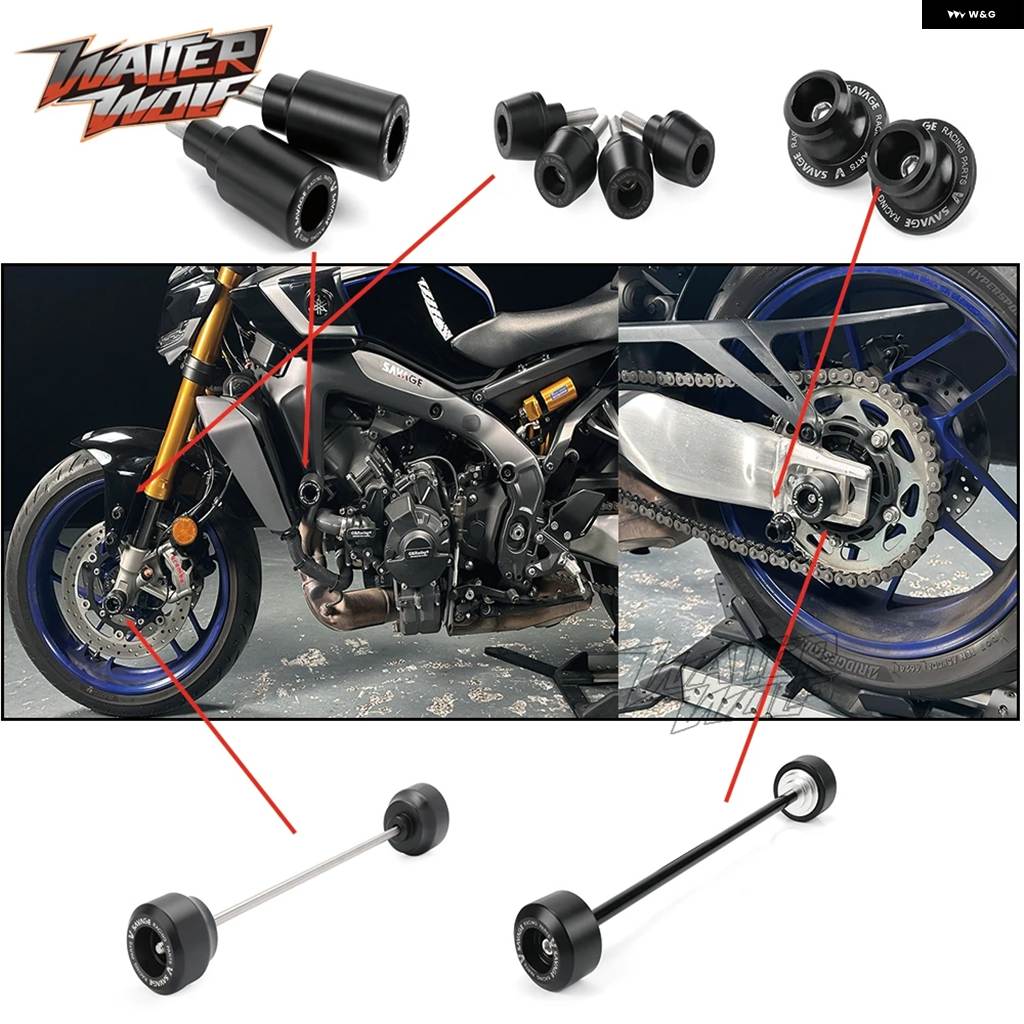 並行輸入品フレーム スライダー ガード クラッシュ プロテクター ヤマハ MT-09 Y-AMT SP MT09ホイールアクスルスピンドル スライダー スイングアーム プ_6