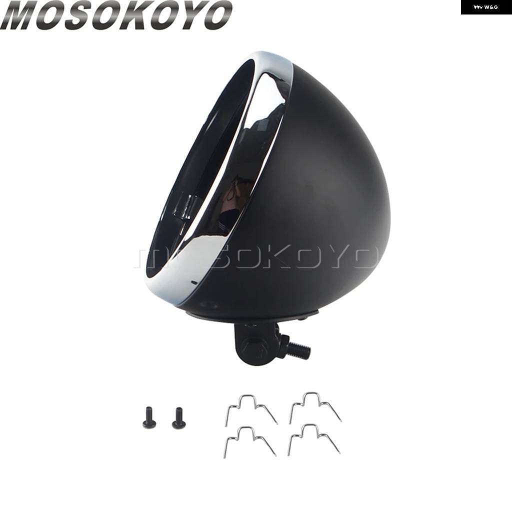 並行輸入品オートバイ 7インチ LED ヴィンテージ ヘッドライト マウント バケット 7インチ ランニングライト シェル ハウジング カバー カフェレーサーの画像