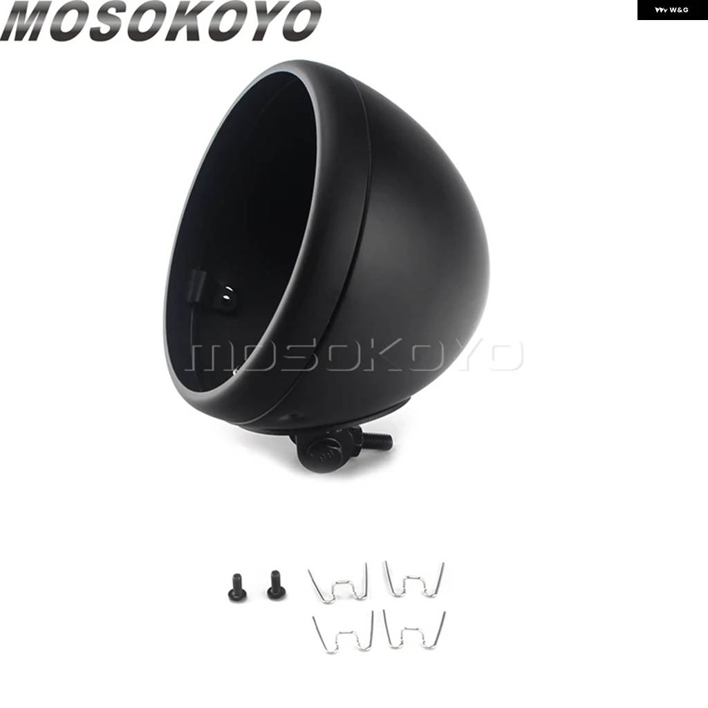 並行輸入品オートバイ 7インチ LED ヴィンテージ ヘッドライト マウント バケット 7インチ ランニングライト シェル ハウジング カバー カフェレーサーの画像