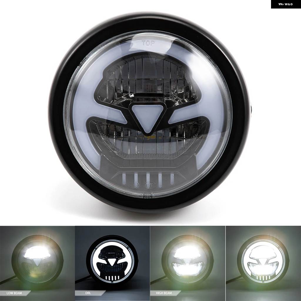 並行輸入品6.5インチ バイク LED ヘッドライト ハイロービームDRL ハーレー カフェ用 BMW R1200GSアドベンチャー用レーサーの画像