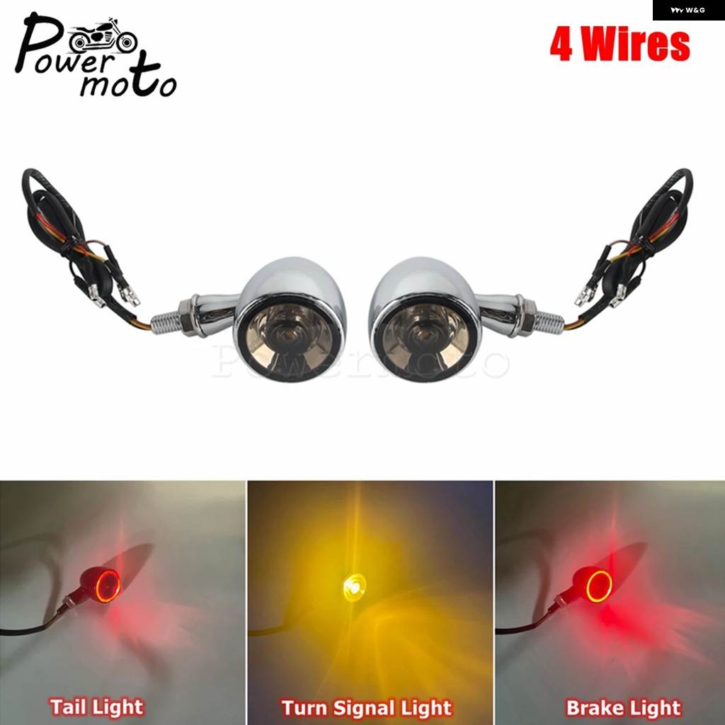 並行輸入品12Vアンビエルサルモトサイクルリア信号LEDランプ付き8MMドライブブレーキ インジケーター ランプ8MMレトロ カフェレーサー ブレット 点滅灯の画像
