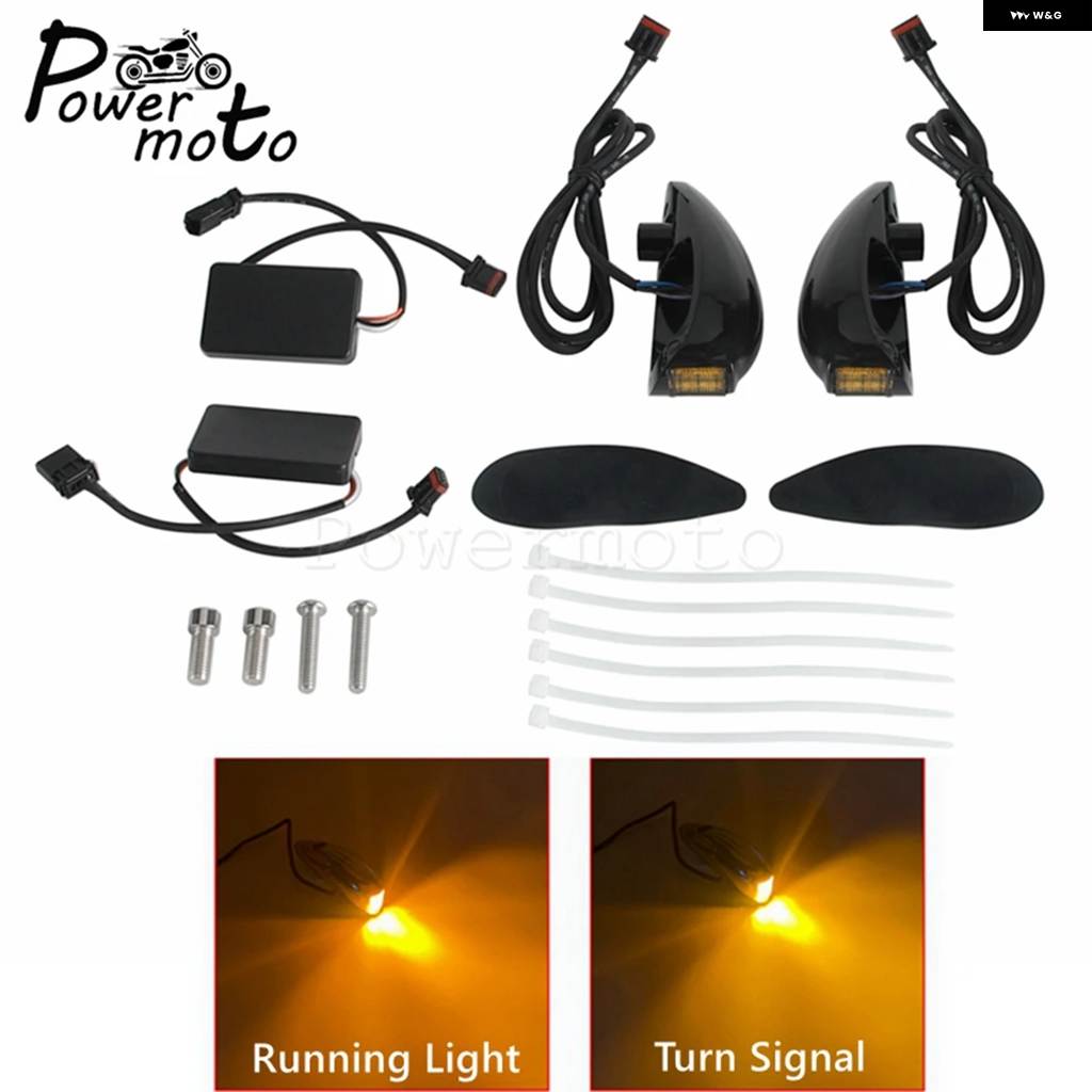 並行輸入品ハーレー ロードグライド FLTRX FLTRU FLTRK フロントウィンカー LED インジケーター ランニング ウインカーランプ バイク ミニシグナル 2015
