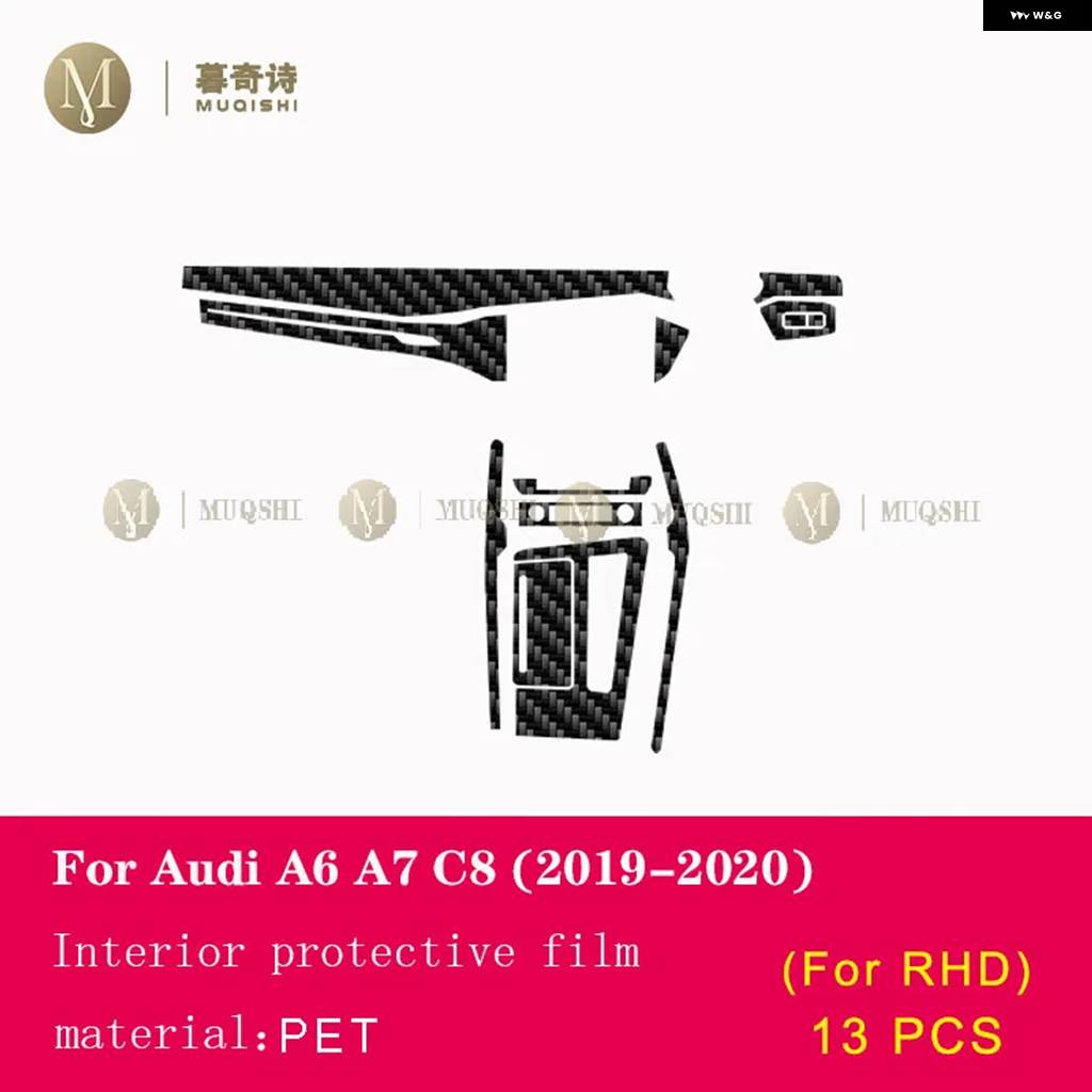 並行輸入品 PET 5D カーボンフィルム アウディ A6 A7 C8 2019-2023 車内センター コンソール 傷防止フィルム スクリーンの画像