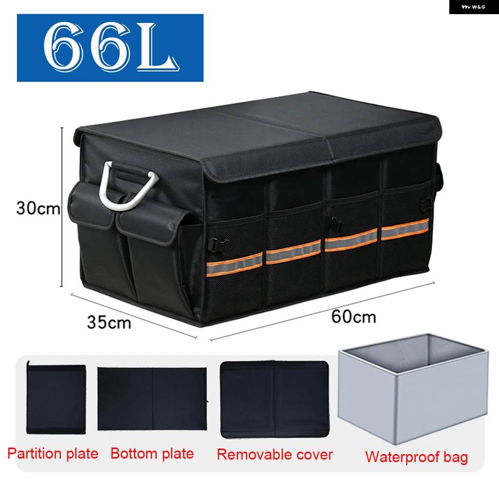 並行輸入品 100L 66L 車 トランク オーガナイザー 折りたたみ 式 高耐久 丈夫 折りたたみ 式 反射ストリップ 収納 ボックス セダの画像