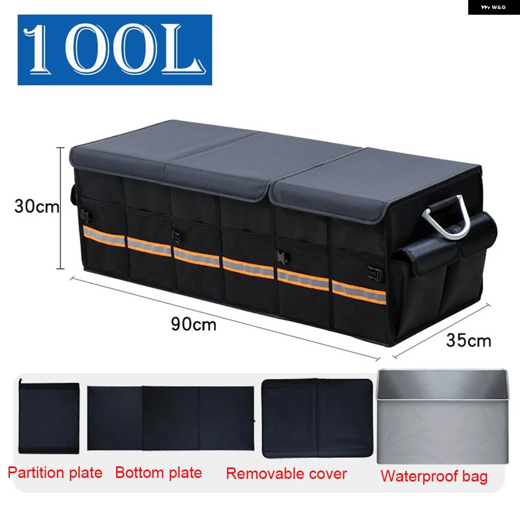 並行輸入品 100L 66L 車 トランク オーガナイザー 折りたたみ 式 高耐久 丈夫 折りたたみ 式 反射ストリップ 収納 ボックス セダの画像