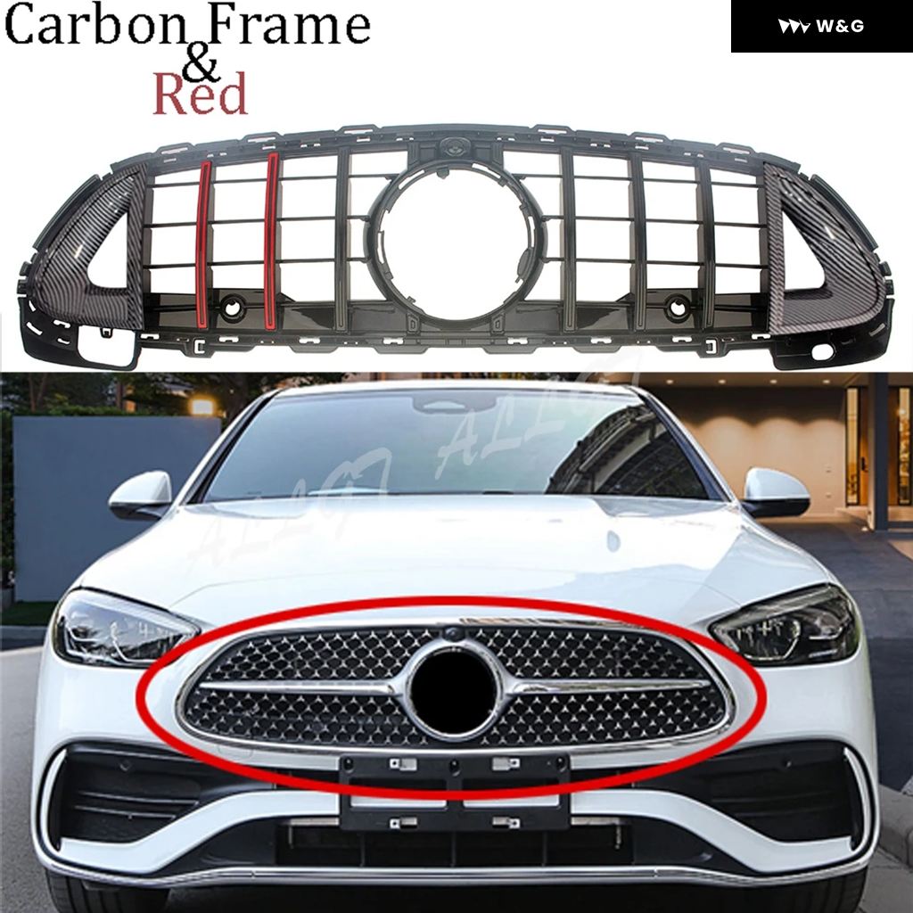 フロントレーシングフェイスリフト ラジエーター キドニー グリル メルセデス ベンツ W206 C クラス C200/C260/C300 2021 - 24ジェネラル/AMGライン 自動車