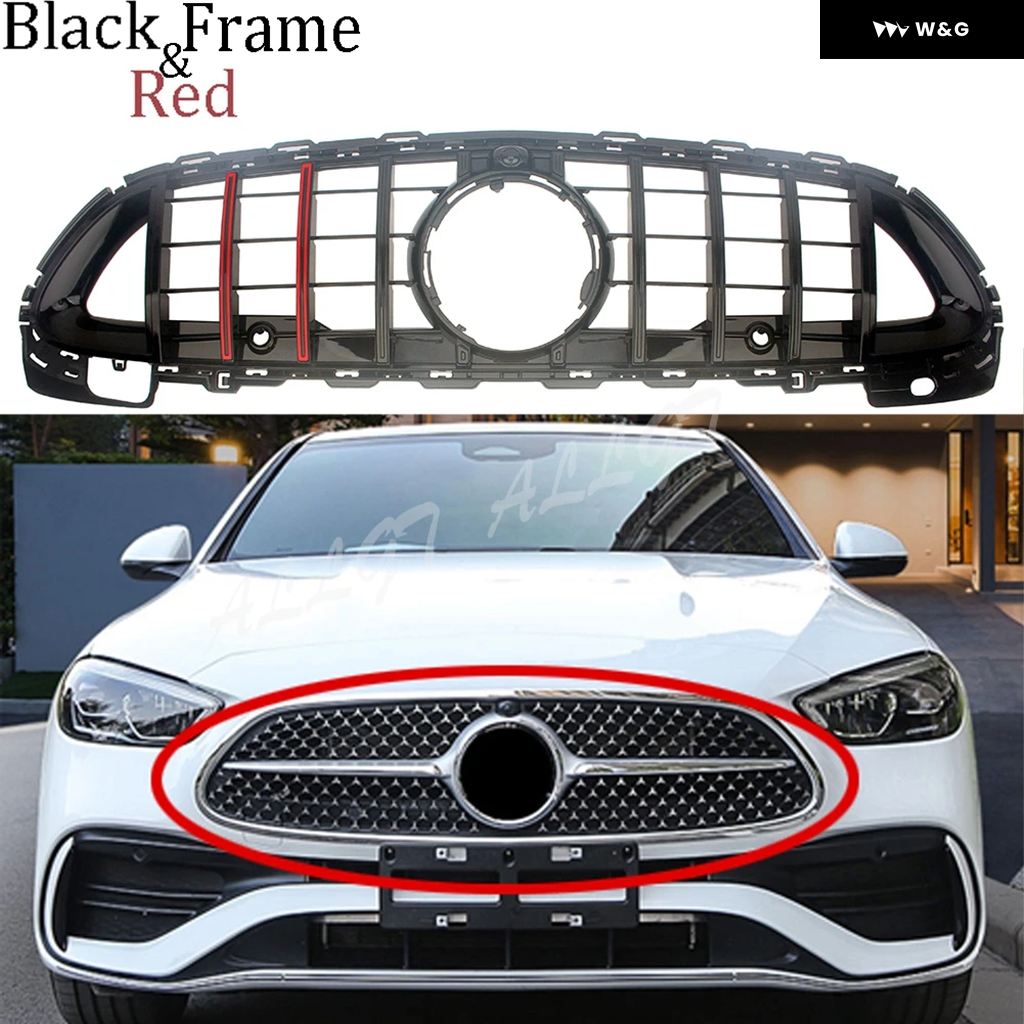 フロントレーシングフェイスリフト ラジエーター キドニー グリル メルセデス ベンツ W206 C クラス C200/C260/C300 2021 - 24ジェネラル/AMGライン 自動車