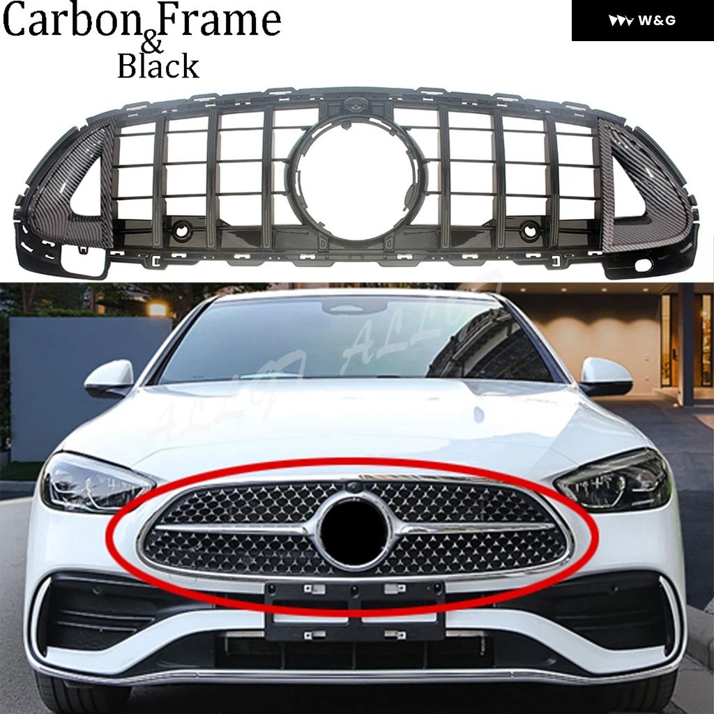 フロントレーシングフェイスリフト ラジエーター キドニー グリル メルセデス ベンツ W206 C クラス C200/C260/C300 2021 - 24ジェネラル/AMGライン 自動車
