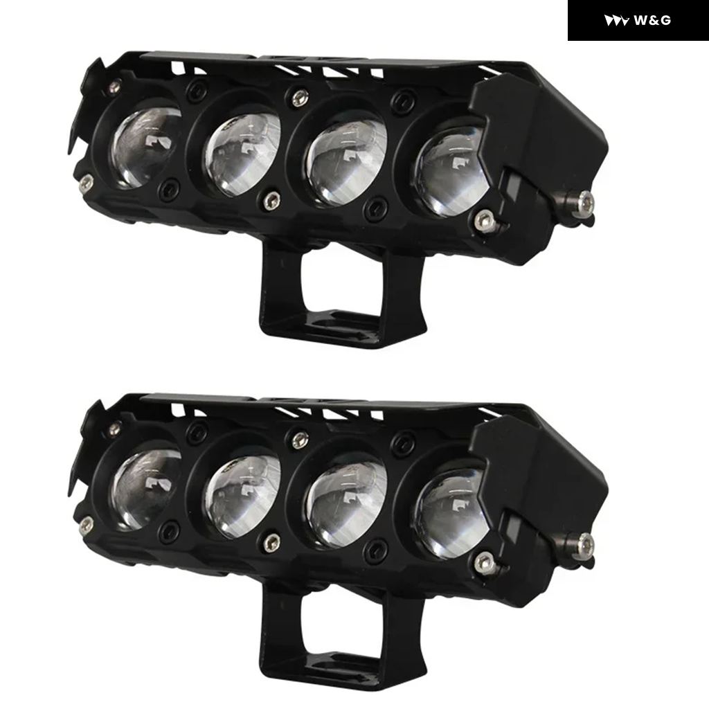 並行輸入品 汎用 オートバイ バイク スポットライト ヘッドライト 4レンズ 25Wハイ/ロービーム補助ライト LED ドライビンの画像
