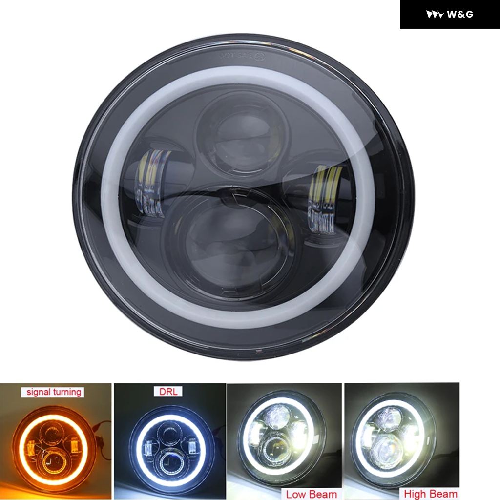並行輸入品 7インチ LED ヘッドライト 7インチ DRL ラウンド ジープ ラングラー JK TJ ハマー H1 H2 12V | ブランド登録なし | 03