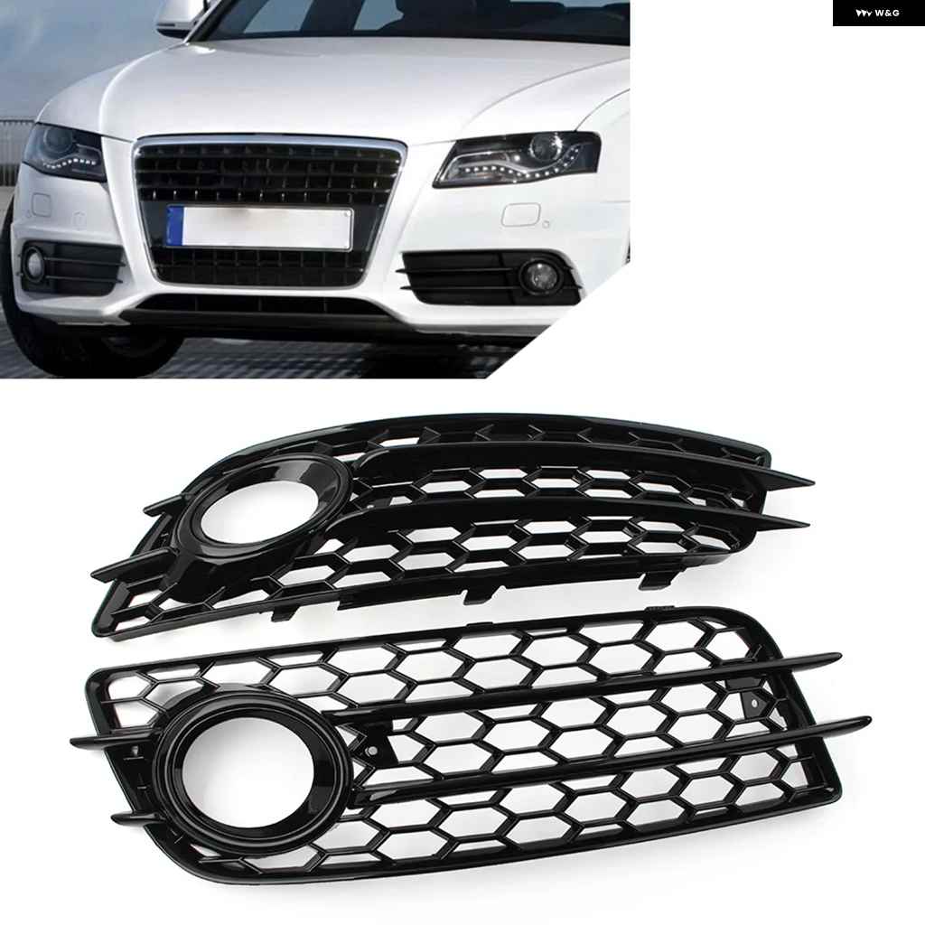 ブランド登録なし - 並行輸入品1有りの実 車用 ハニカムメッシュ 向こう正面 バンパー フォグランプ 食べ物屋 取りまかなう アウディ A4 B8 S4 2008-12 光輝黒いこと