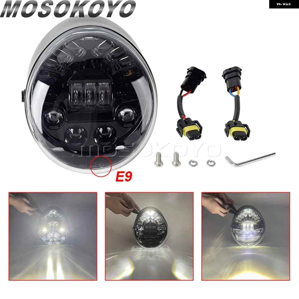 並行輸入品E9 DOT承認HI/LOビーム ヘッドランプ ハーレー ナイトロッドVRSCD VRSCDXストリートロッドVRSCR VロッドCVOマッスルVRSCA LED ヘッドライト_1