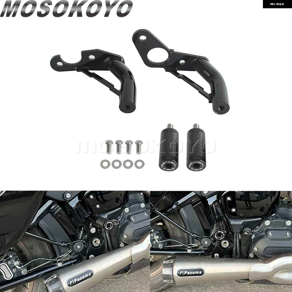並行輸入品リアパッセンジャー フットペグ クラッシュ バー プロテクター オートバイ バイク アクセサリーパーツ ハーレー ソフテイル 18-24 FXFBS FXFBの画像