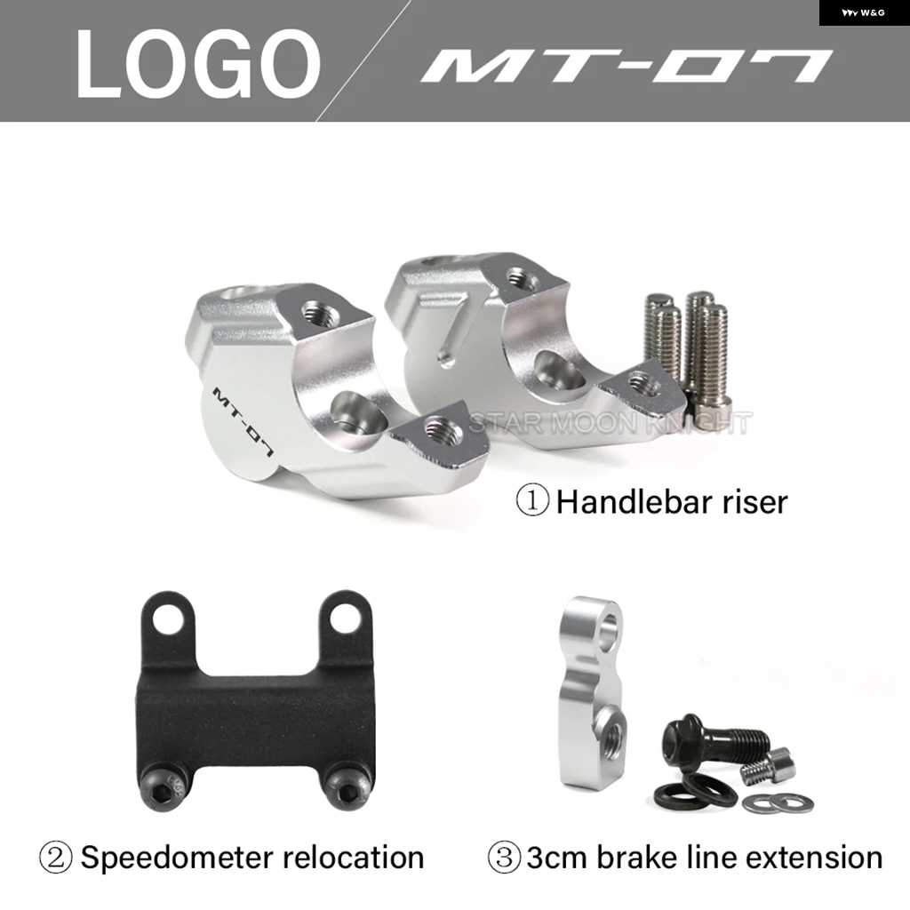 並行輸入品ハンドルバー ライザークランプキット ヤマハ MT-07 MT07 2021 - 23 ハンドルバー 高さ調整 ムーブバック アダプター ブレーキライン 延長の画像