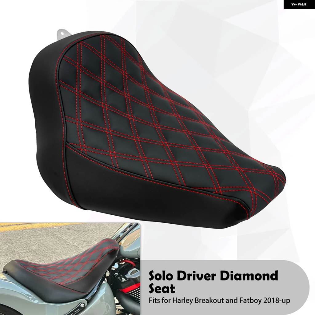 並行輸入品オートバイ ドライバーソロダイヤモンドシートレザーフロントライダー クッション ハーレー ソフテイル ブレイクアウトFXBRS FLSTFファットボ_1