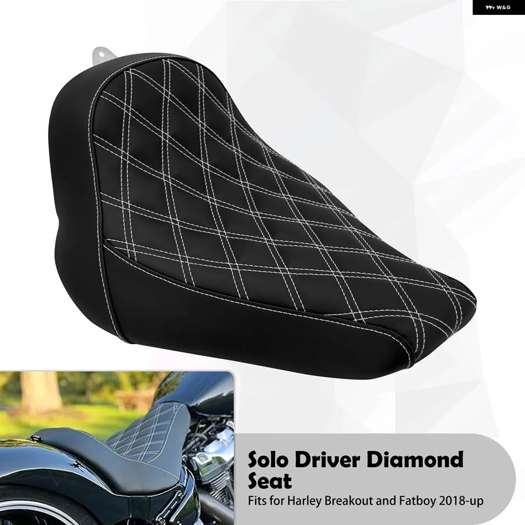 並行輸入品オートバイ ドライバーソロダイヤモンドシートレザーフロントライダー クッション ハーレー ソフテイル ブレイクアウトFXBRS FLSTFファットボ_2