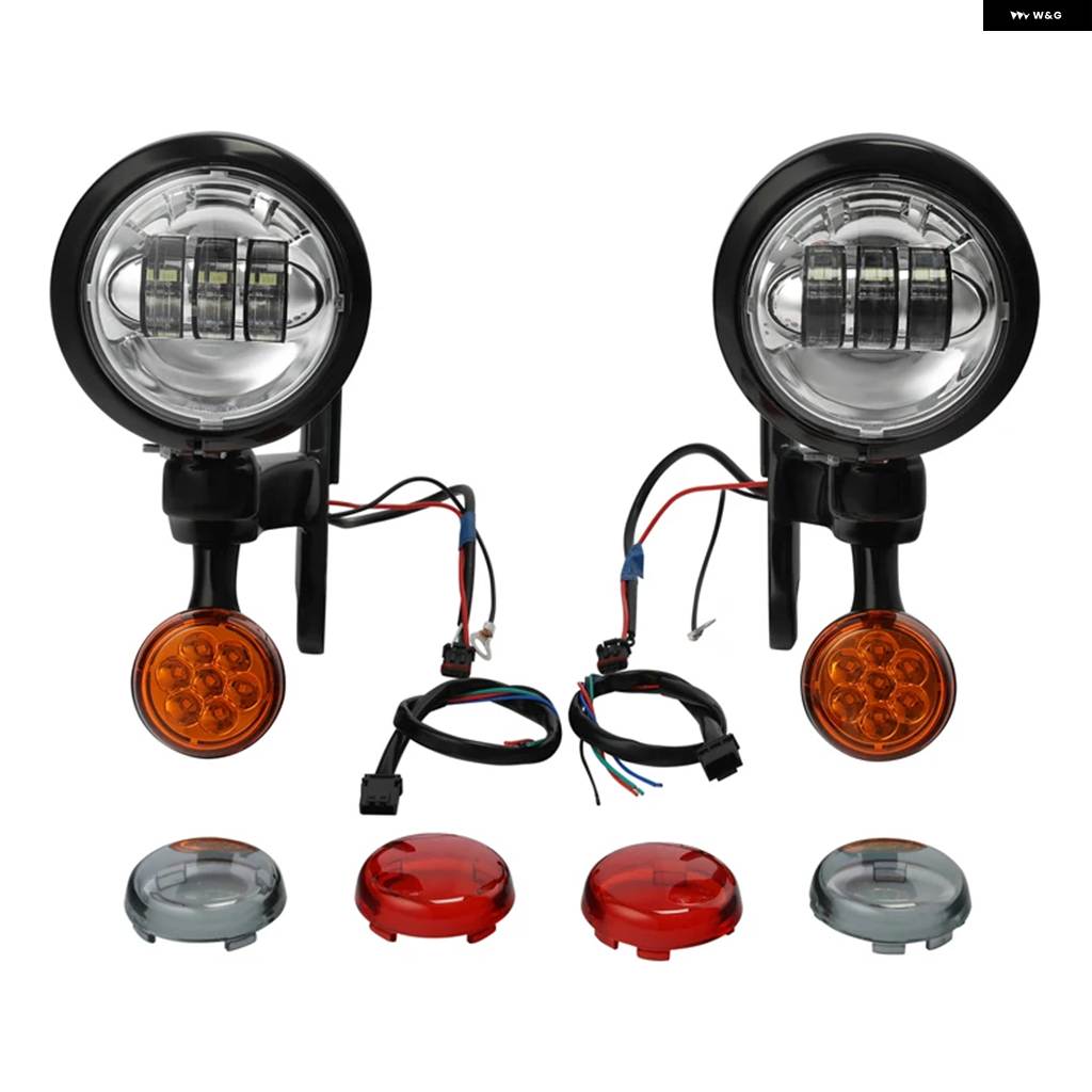 並行輸入品オートバイ 4.5インチ補助LED フォグランプ ブラケット ウィンカー ハーレー ツーリング ロードキング 1994-2024_3