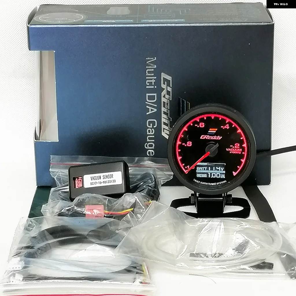 並行輸入品 GREDDI RMPゲージ ブースト/水温計 7色ライト LCD ディスプレイ 電圧 レーシングメーター センサー カー62MMターボの画像