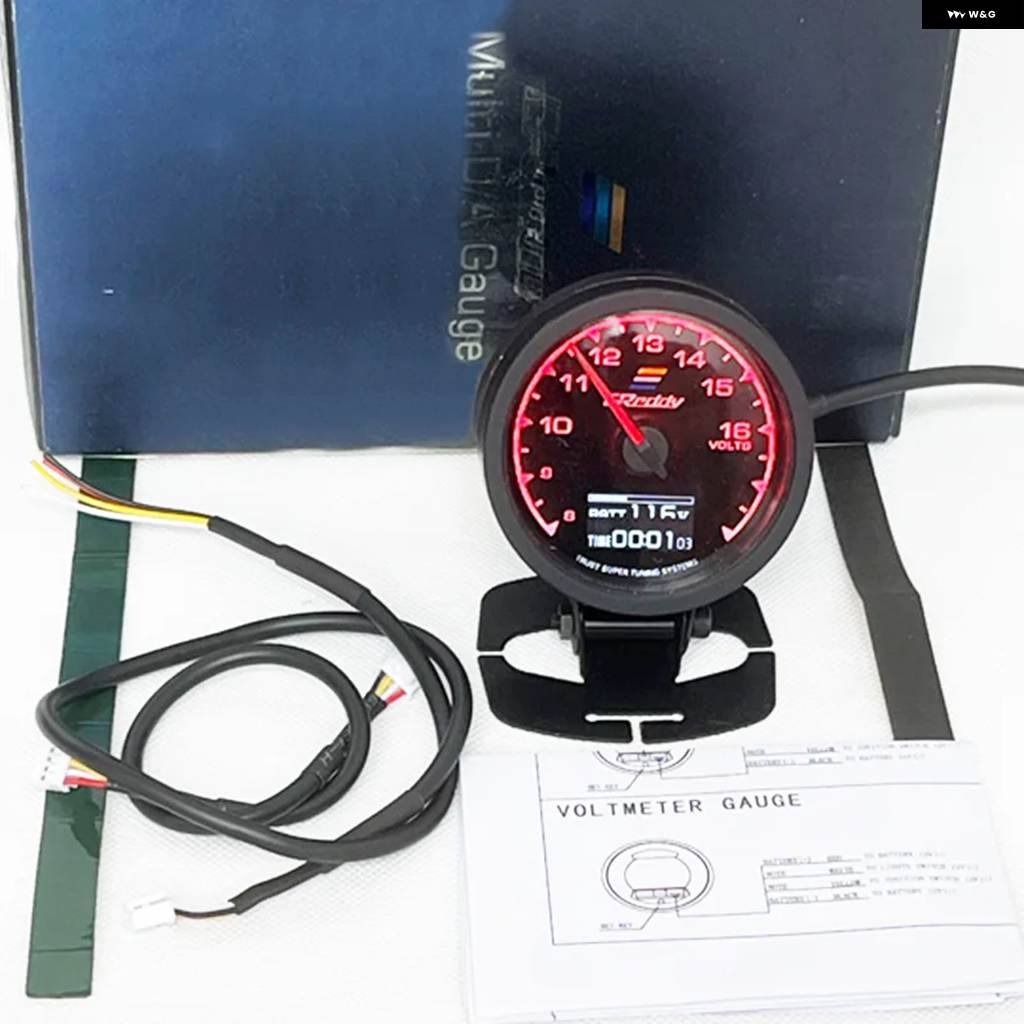 並行輸入品 GREDDI RMPゲージ ブースト/水温計 7色ライト LCD ディスプレイ 電圧 レーシングメーター センサー カー62MMターボの画像