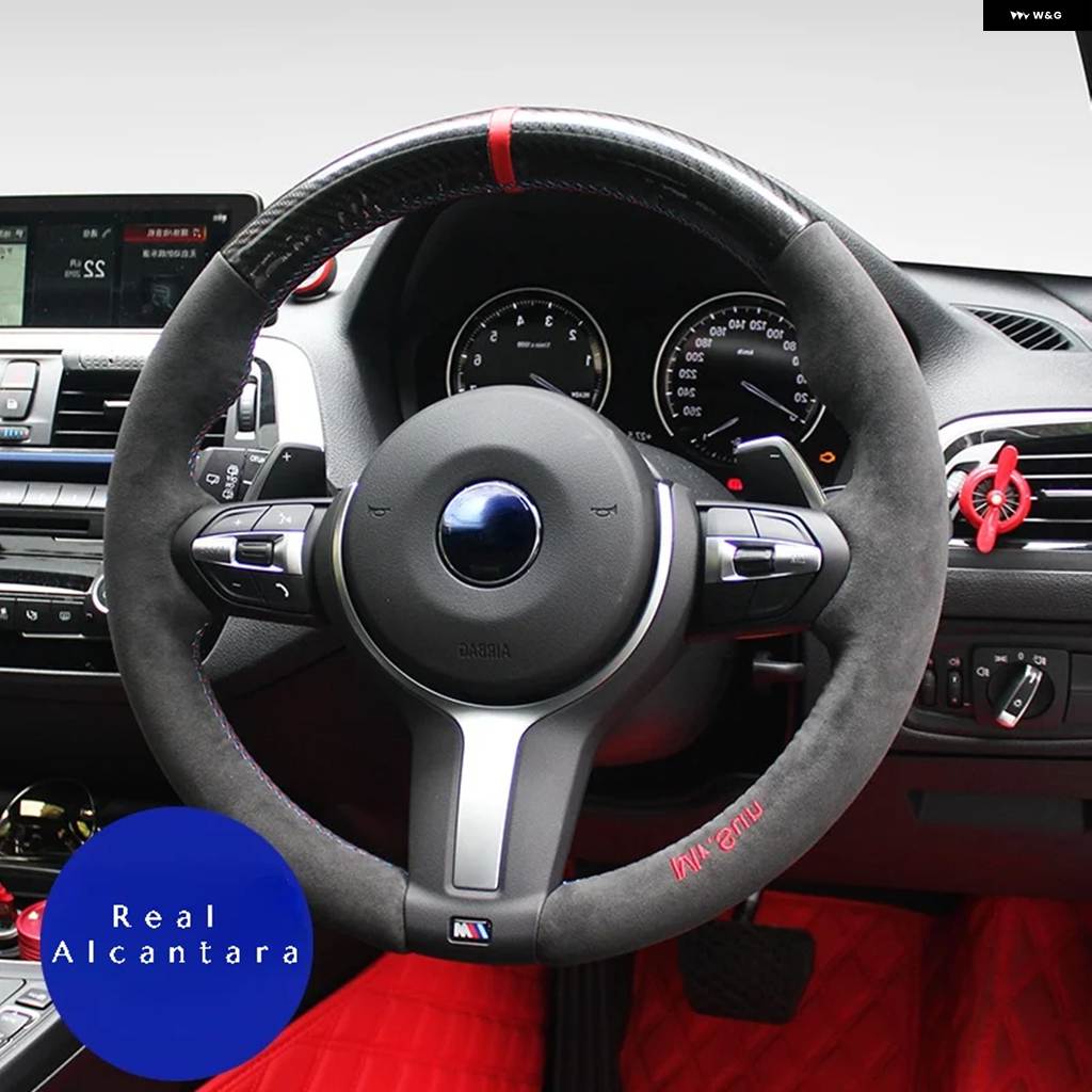 並行輸入品 リアルアルカンターラ ステアリングホイール カバー BMW M SPORT F30 F31 F34 F10 F11 F07 F45 F46 F22 F23 M235I M240I CAR カの画像