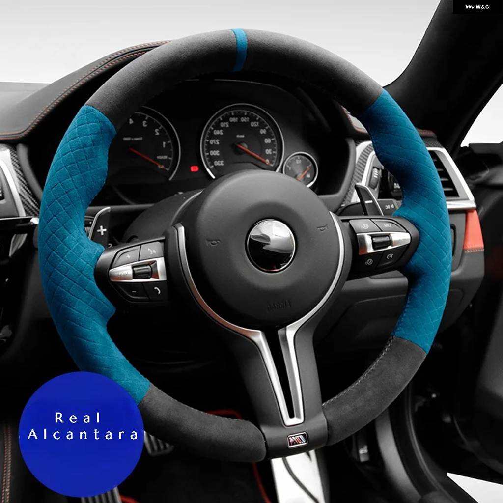 並行輸入品 リアルアルカンターラ ステアリングホイール カバー BMW M SPORT F30 F31 F34 F10 F11 F07 F45 F46 F22 F23 M235I M240I CAR カの画像