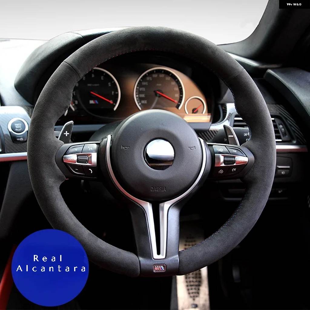 並行輸入品 リアルアルカンターラ ステアリングホイール カバー BMW M SPORT F30 F31 F34 F10 F11 F07 F45 F46 F22 F23 M235I M240I CAR カの画像