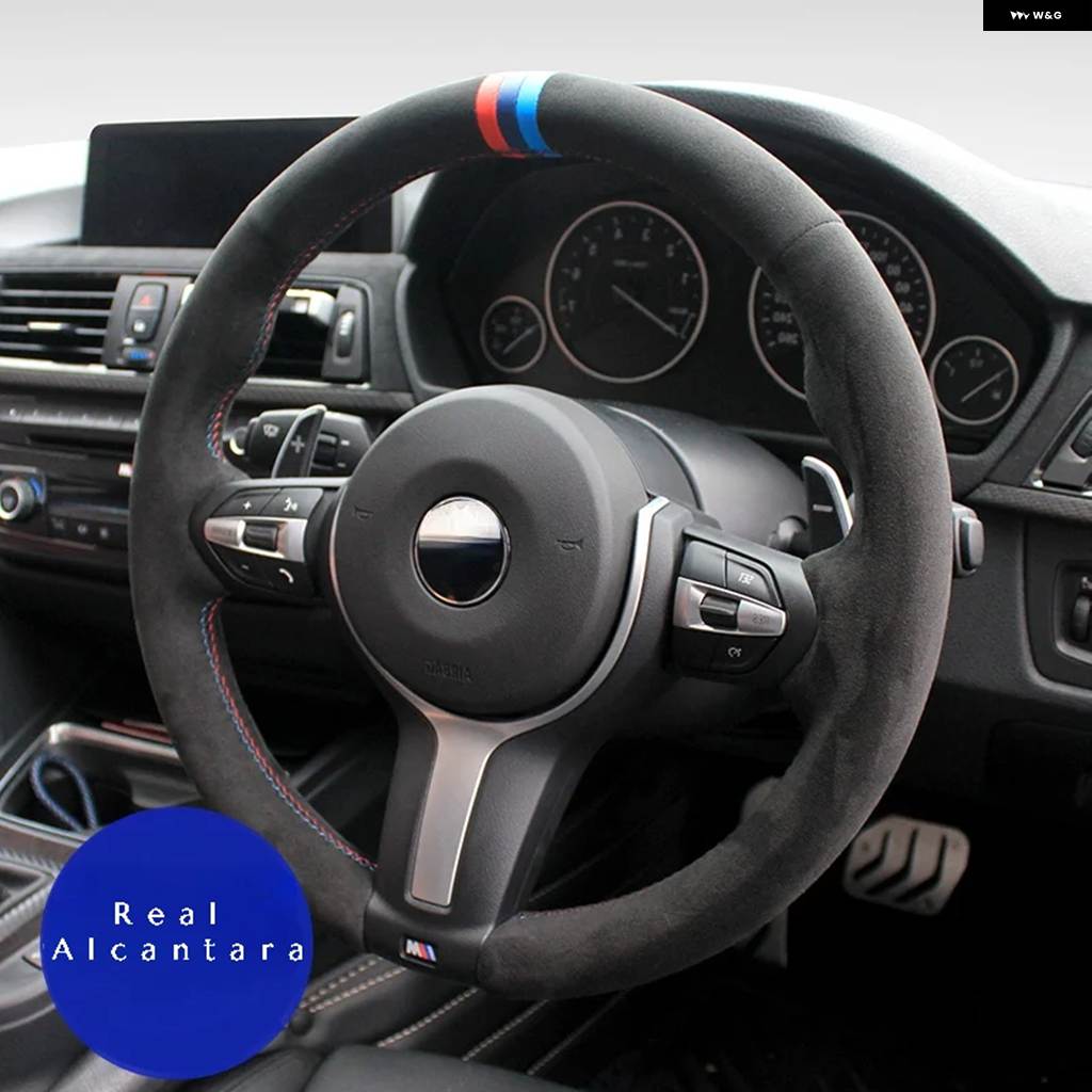 並行輸入品 リアルアルカンターラ ステアリングホイール カバー BMW M SPORT F30 F31 F34 F10 F11 F07 F45 F46 F22 F23 M235I M240I CAR カの画像
