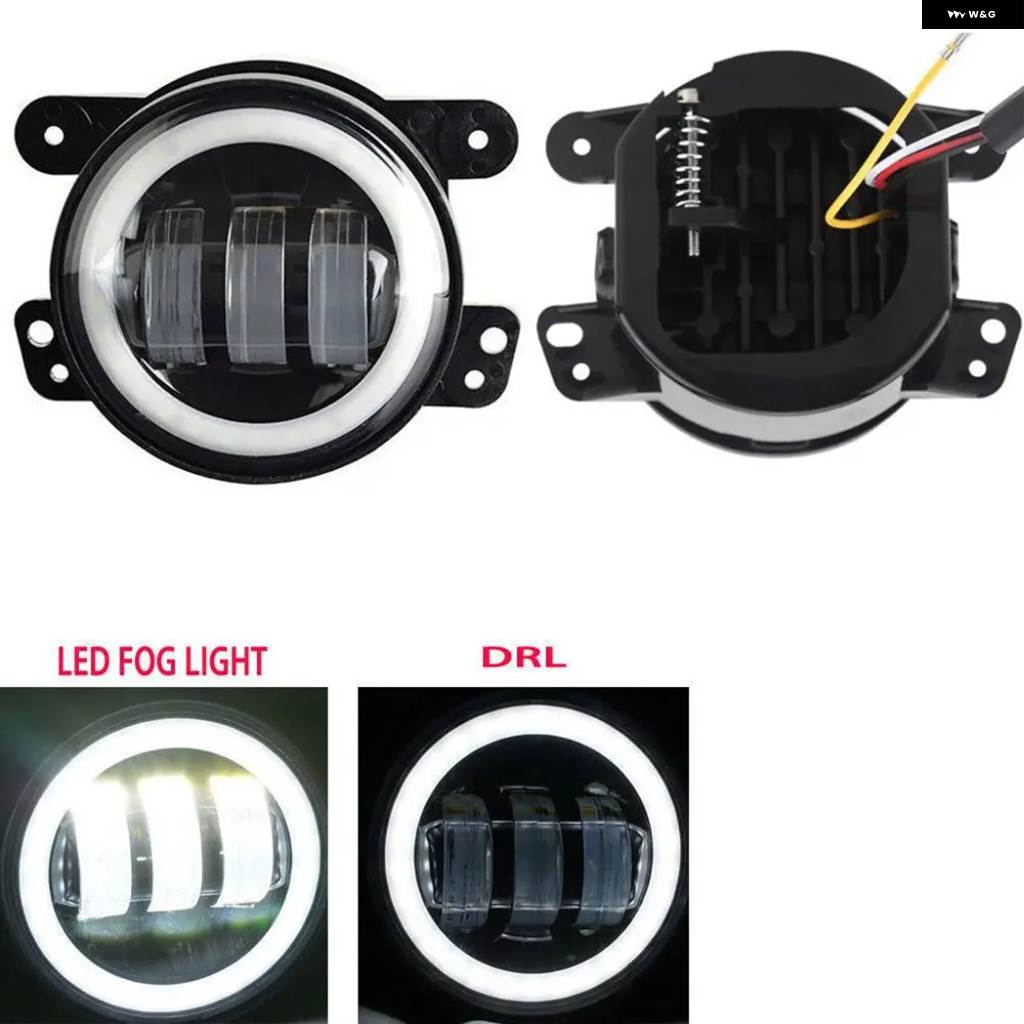 並行輸入品 60W 4インチ LED フォグランプホワイトハローリングDRLアンバーウィンカーランプジープ ラングラー JK TJ LJ ダッジの画像