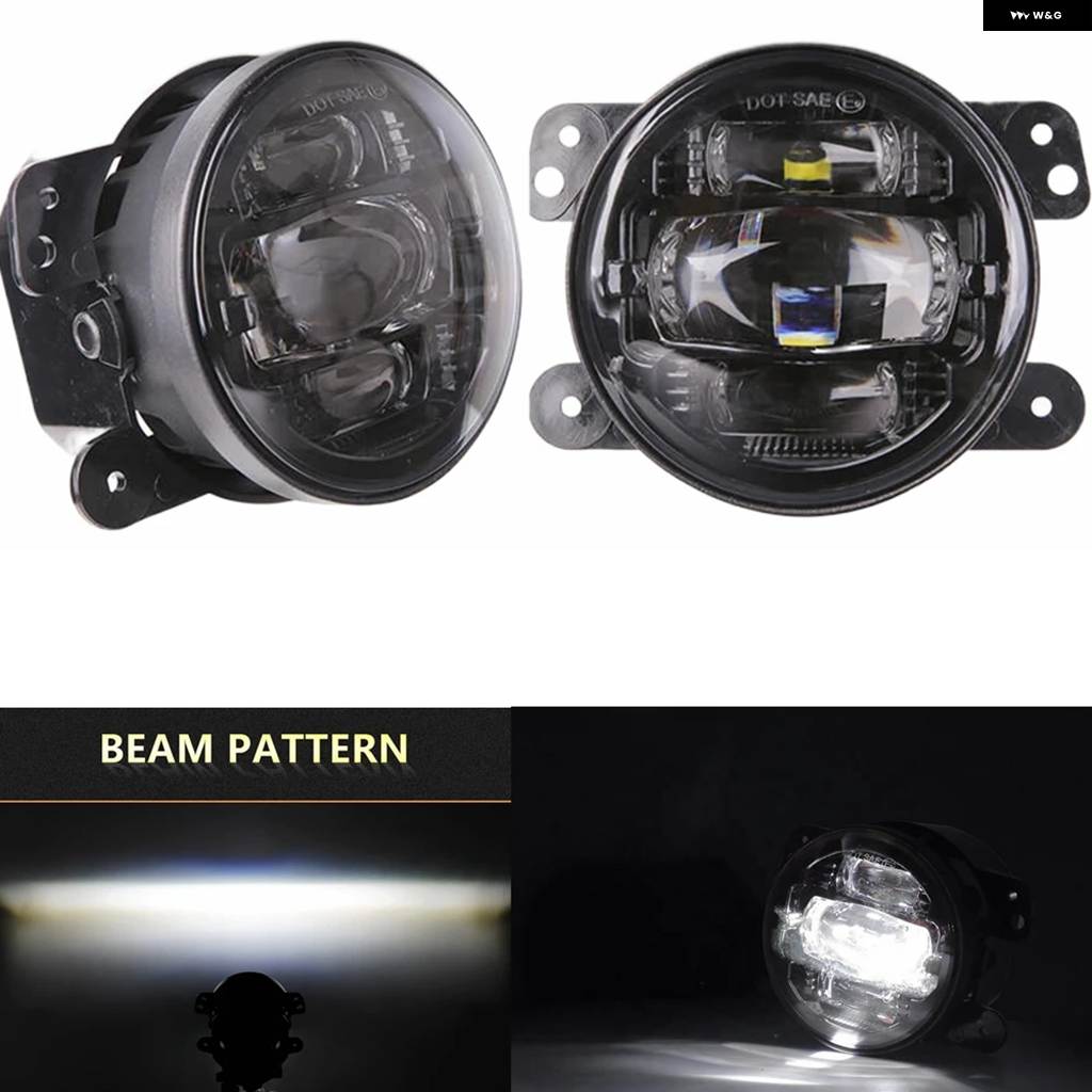 並行輸入品 60W 4インチ LED フォグランプホワイトハローリングDRLアンバーウィンカーランプジープ ラングラー JK TJ LJ ダッジの画像